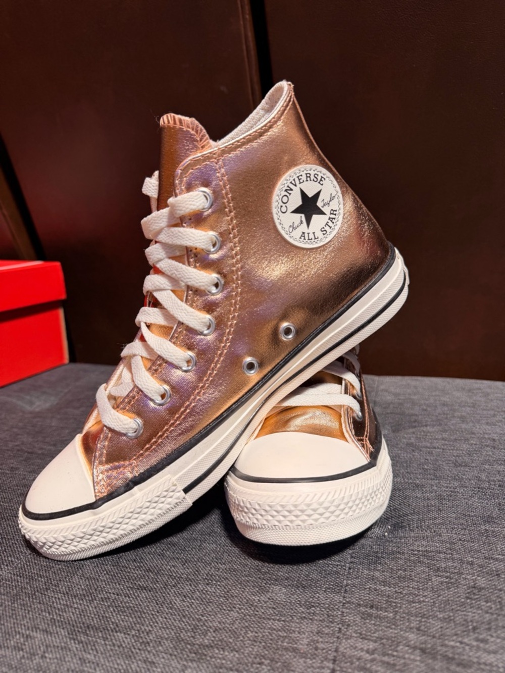 Converse Metallic Rose Gold High Top Sneakers kids size 4.5